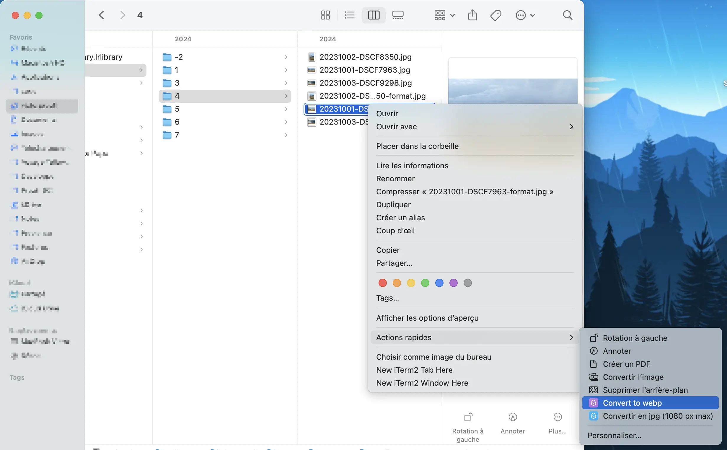 Convert to webp with raccourci