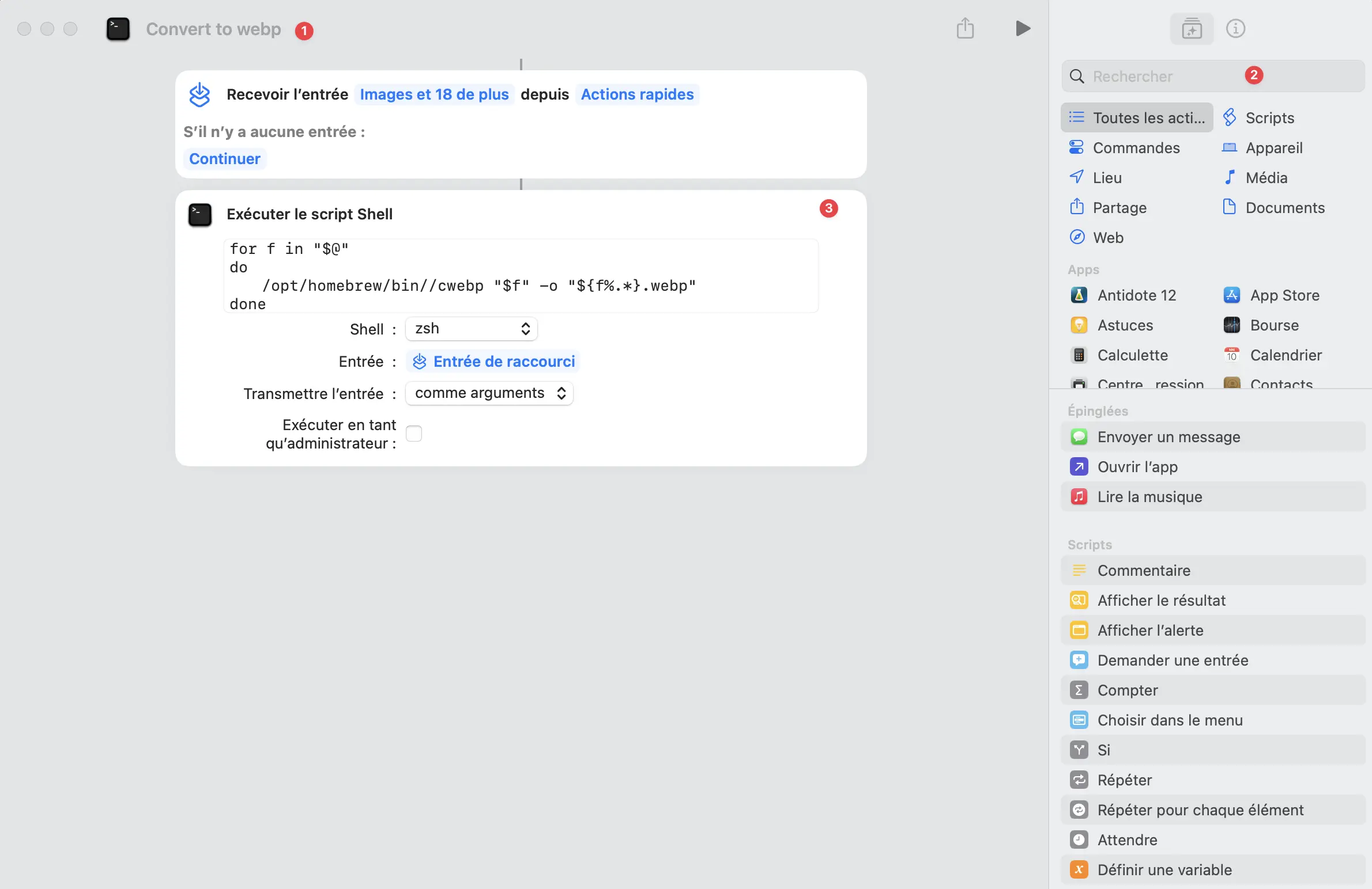 Convert to webp with raccourci