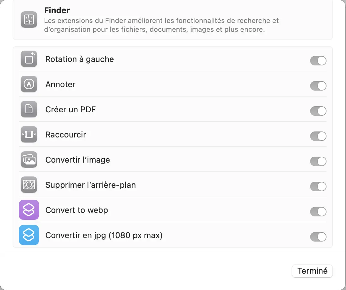Convert to webp with raccourci