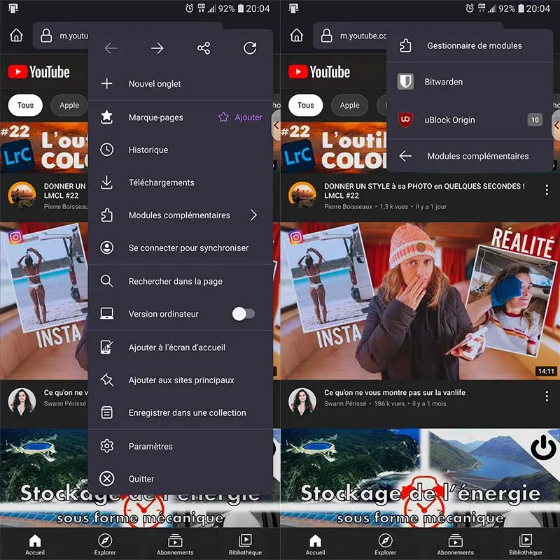 Youtube sur téléophone exemple 1